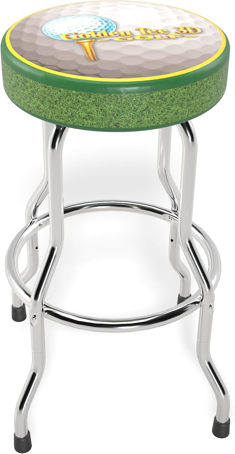 Arcade1Up Officially Licensed Adjustable Stool with Chrome-Plated Steel Frame and High-Density Foam Padding for Supreme Gaming Comfort (Golden TEE) - Image 2